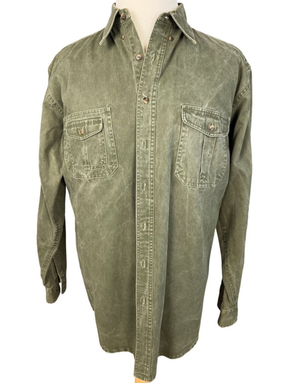 Salmon River Traders Button Up Twill Fishing Shirt Size LT